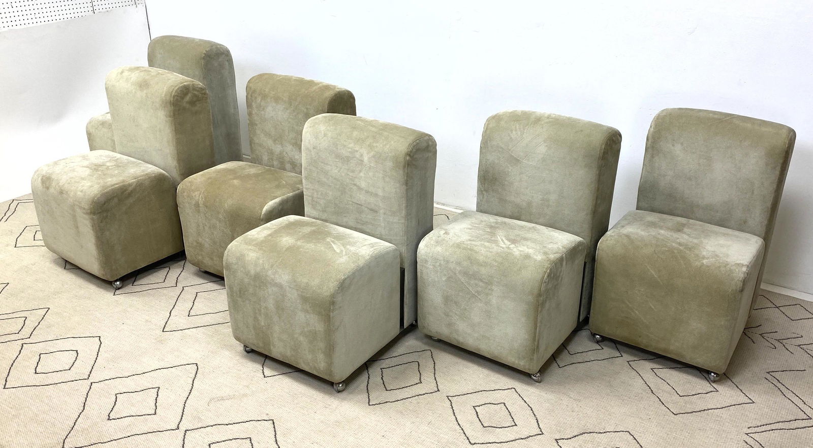 Set 6 PAUL EVANS INC Suede Dining Chairs. Suede and Chr (1 of 13)