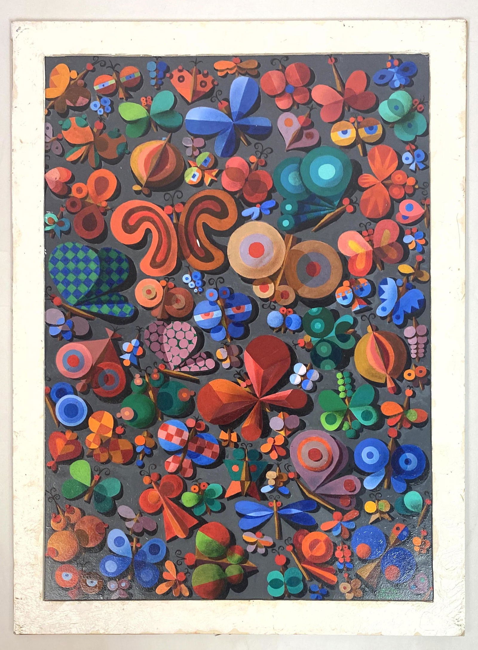 Colorful OTTO STORCH Painting on Board. Op Art.  Unfram (1 of 10)