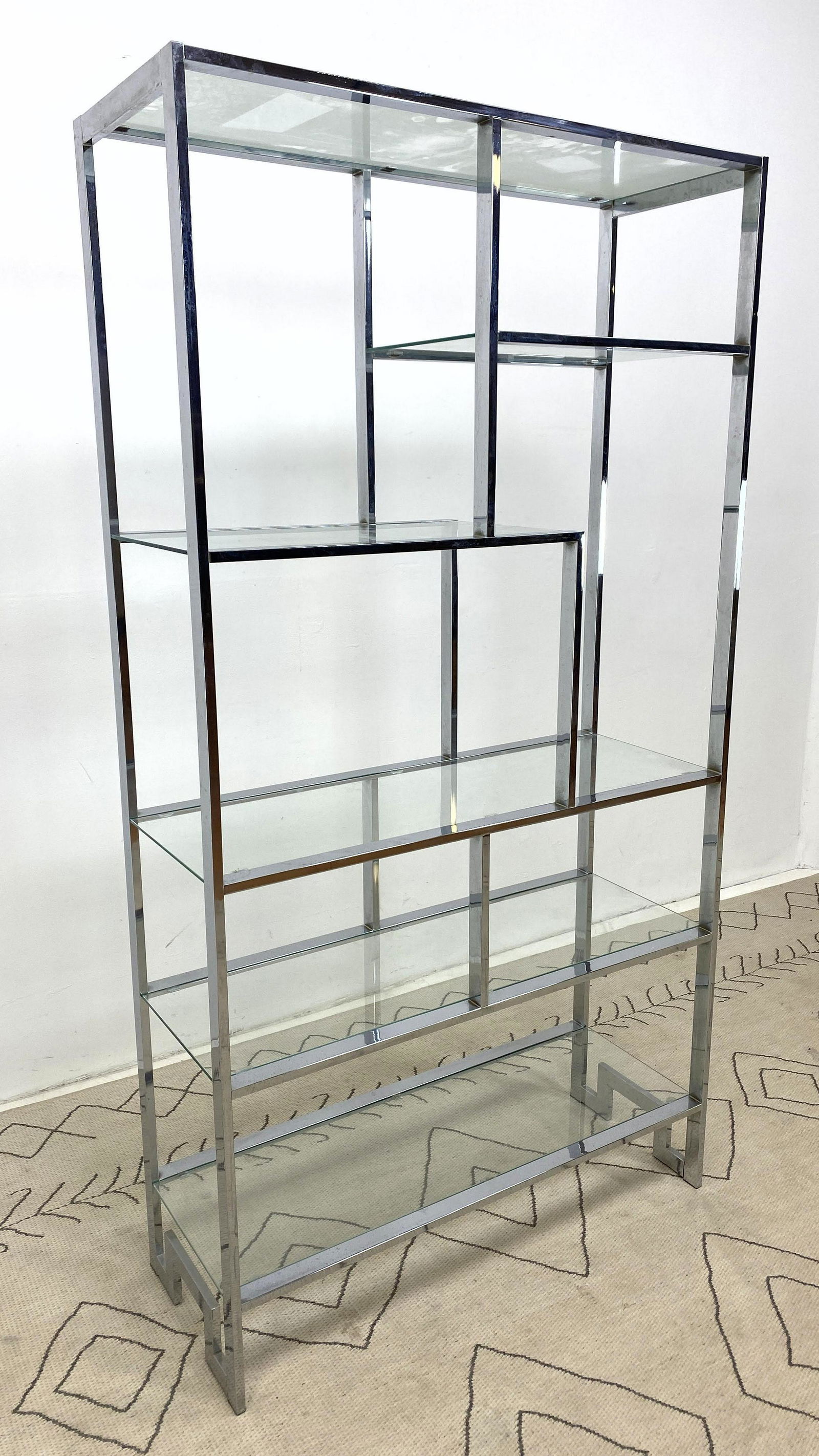 Milo Baughman Chrome and Glass Etagere Shelf Unit. (1 of 9)