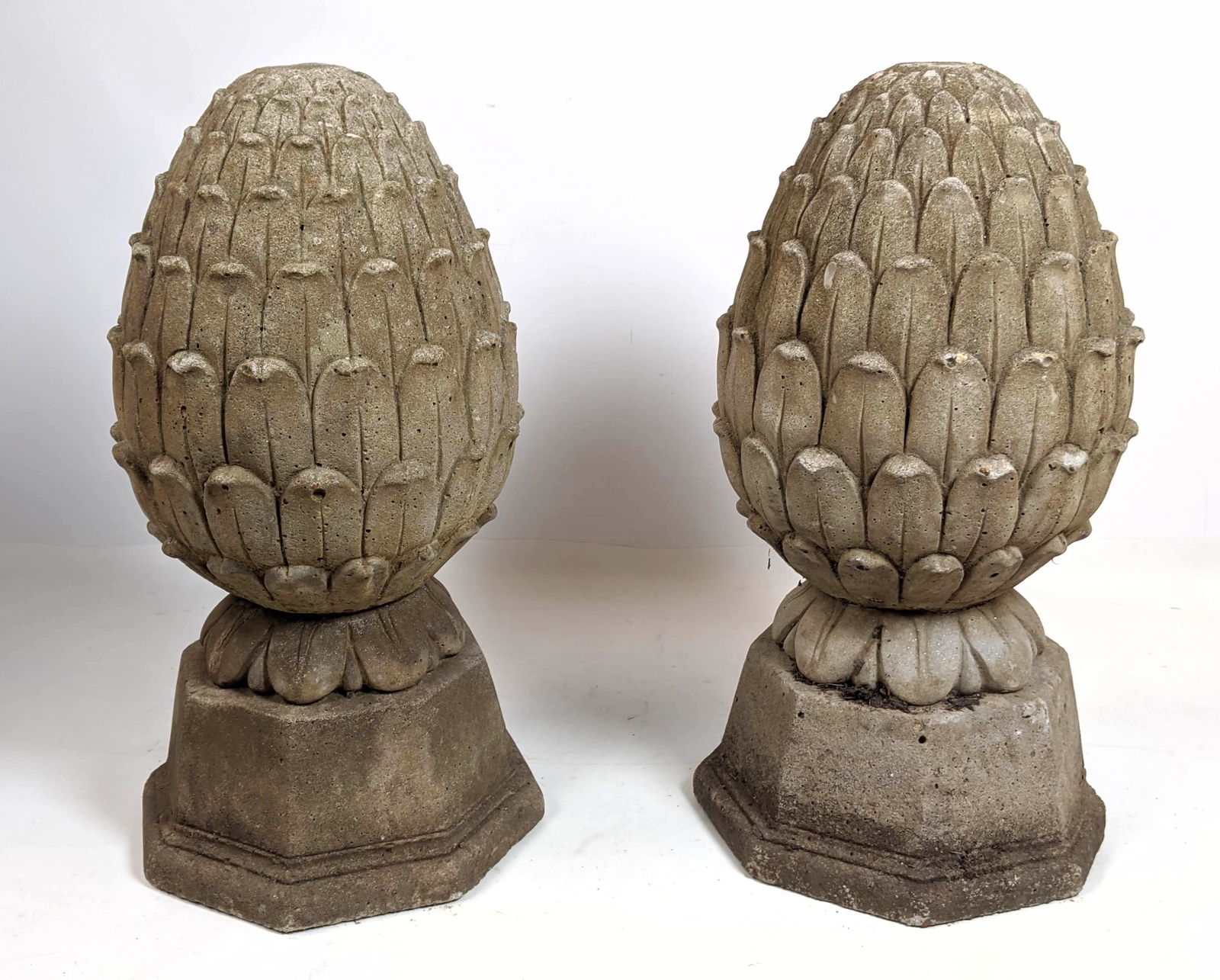 Pair of Cast Stone Garden Finials. Artichoke Form. (1 of 9)
