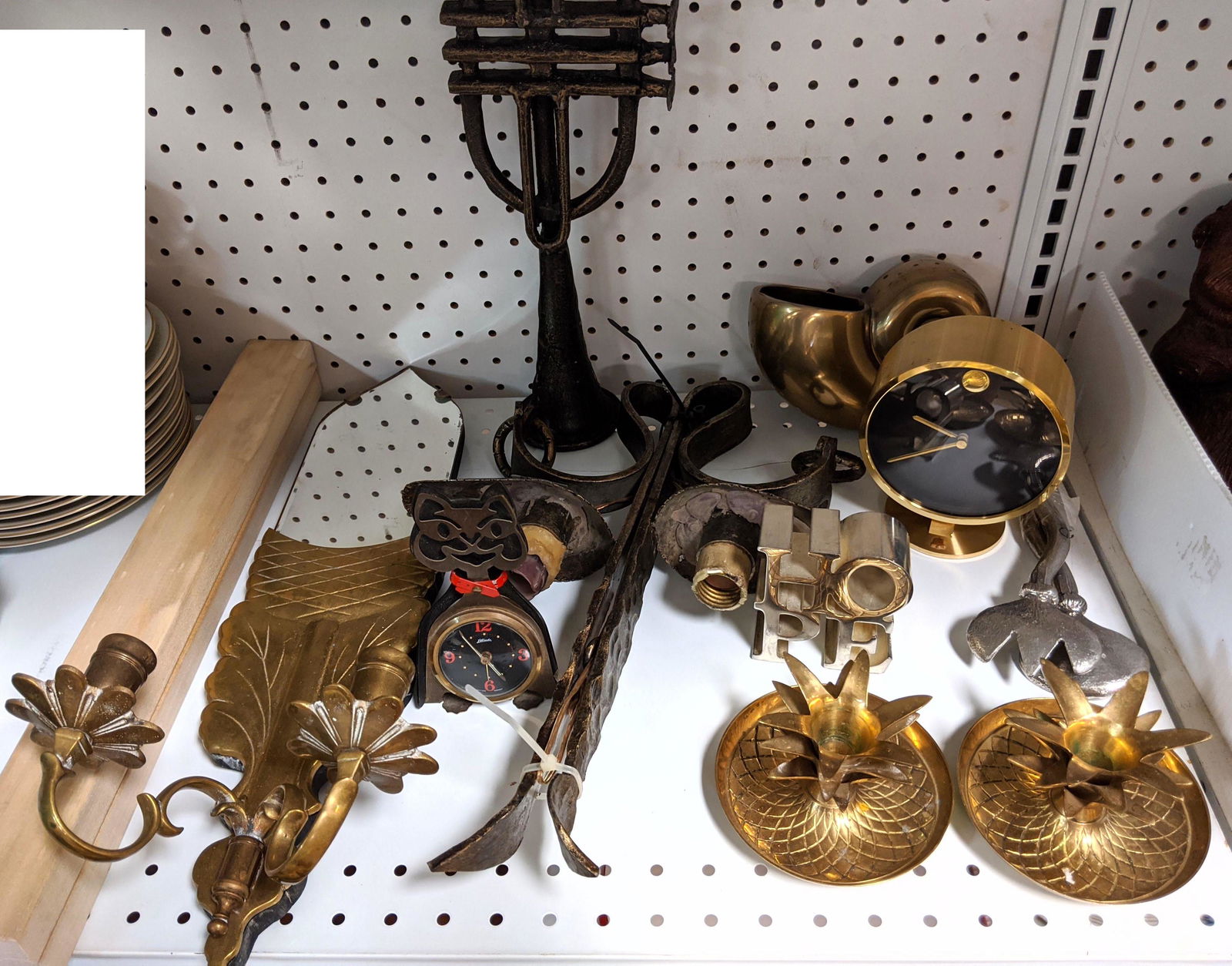 Brass and metal lot, HOPE, brass clock. etc (1 of 6)