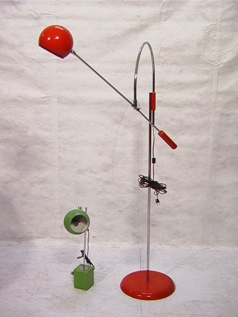 2pcs Kovacs Lamps. Sonneman Floor Lamp and Table L: 2pcs Kovacs Lamps. Sonneman Floor Lamp and Table Lamp. Orange floor lamp with ball shade and green table lamp with ball shade. Dimensions: Condition (General) Please contact us with specific questions