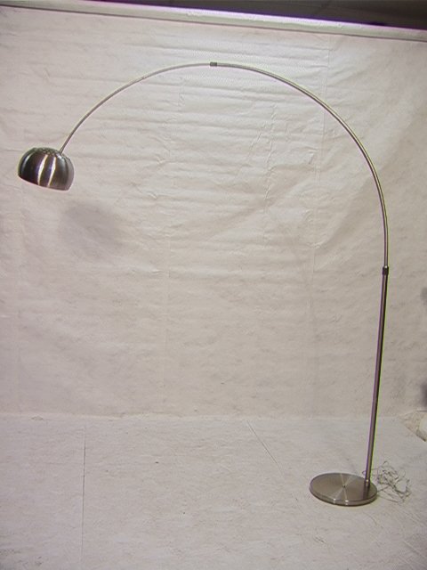 Modern Chrome Adjustable Arm Arc Lamp. Ball Shade
