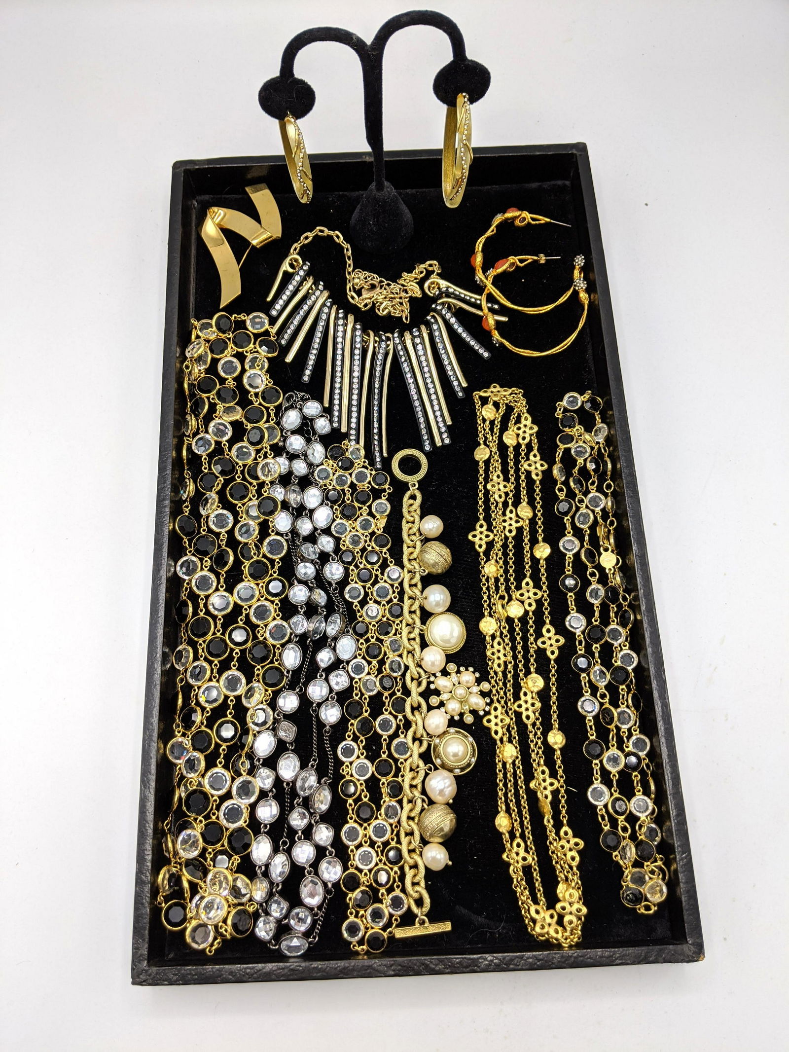 12pc Costume Jewelry Lot.  frosted acrylic earrings wit (1 of 9)