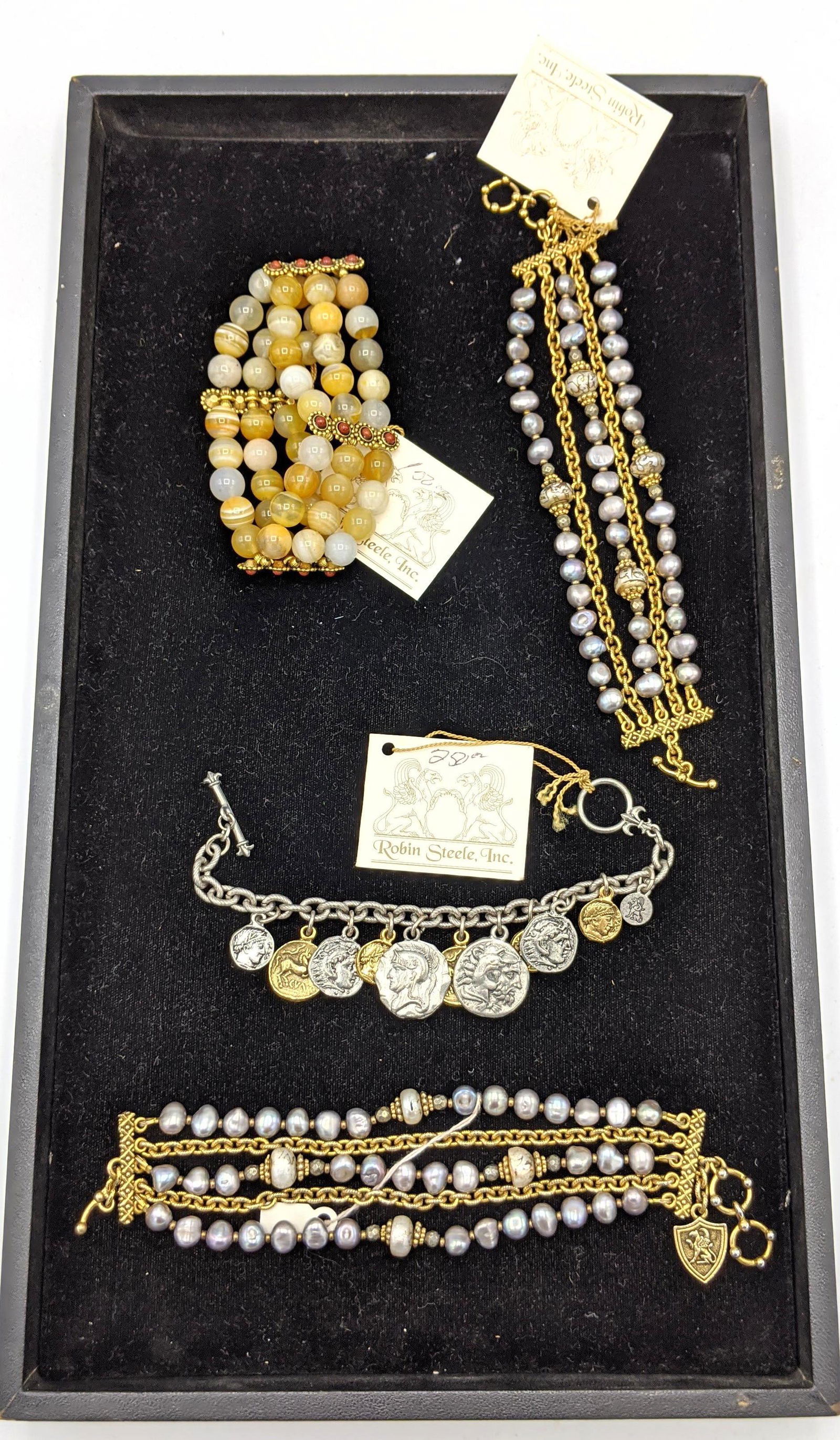 4pc ROBIN STEELE Designer Artisan Bracelets. Two multi (1 of 13)