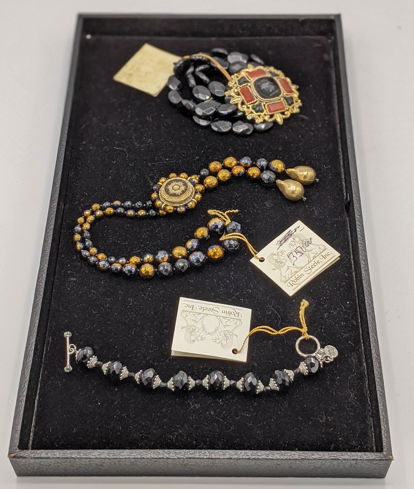 3pc ROBIN STEELE Designer Costume Jewelry. One lariat s (1 of 7)