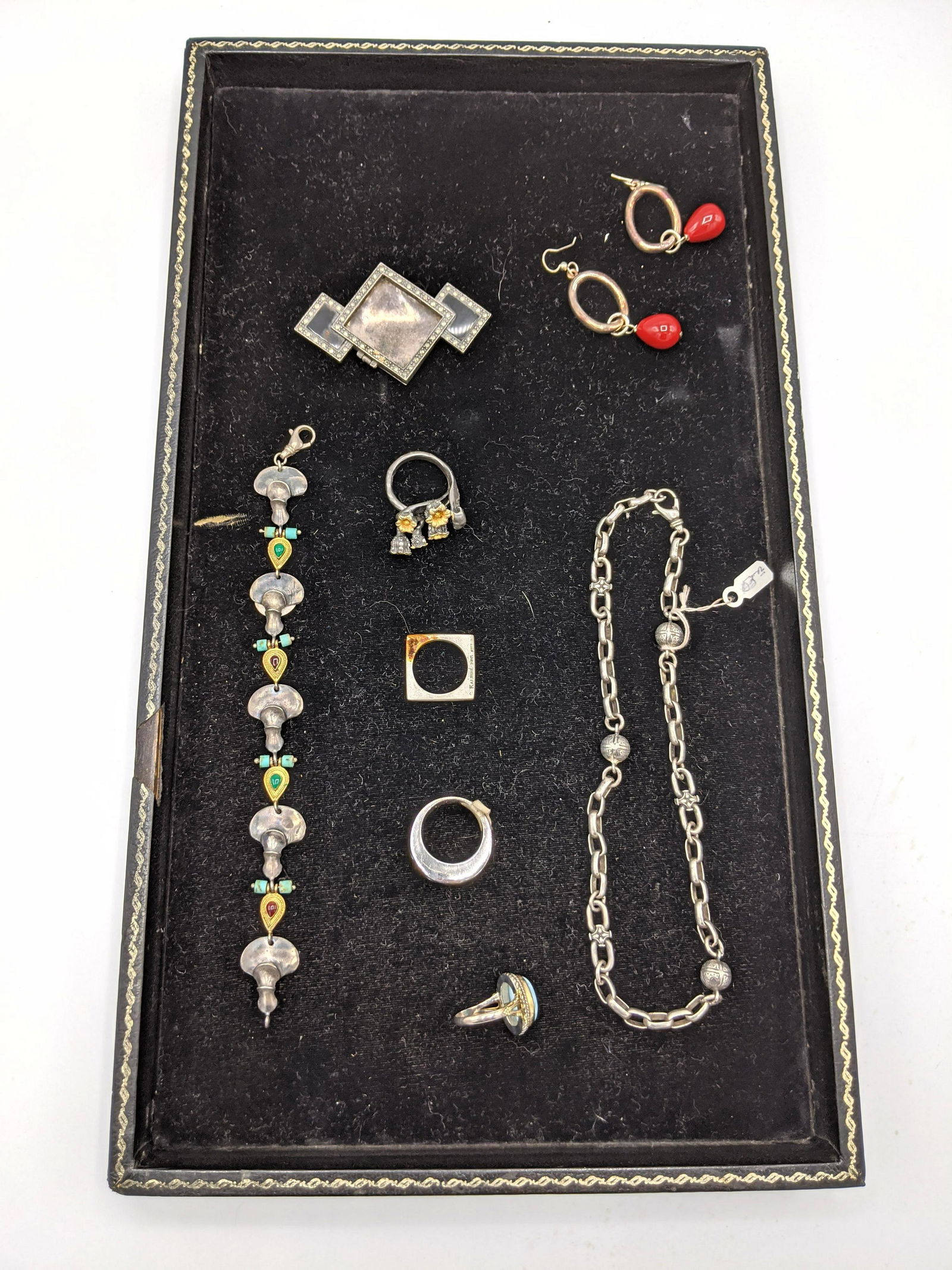 8pc Silver and Sterling Contemporary Jewelry Lot. 4 rin (1 of 11)
