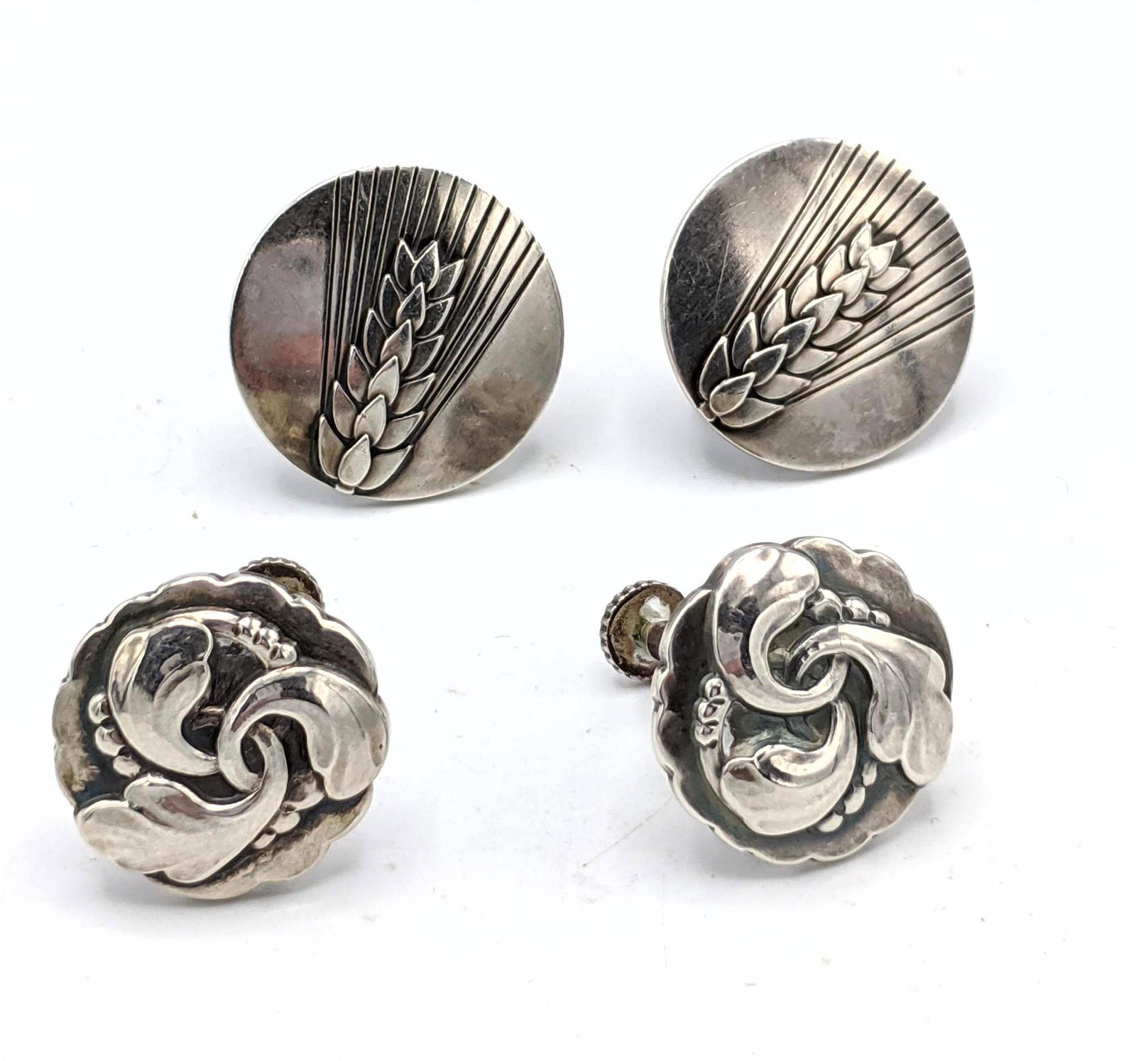 2pr GEORG JENSEN Vintage Sterling Earrings. 93. 127B. P (1 of 7)