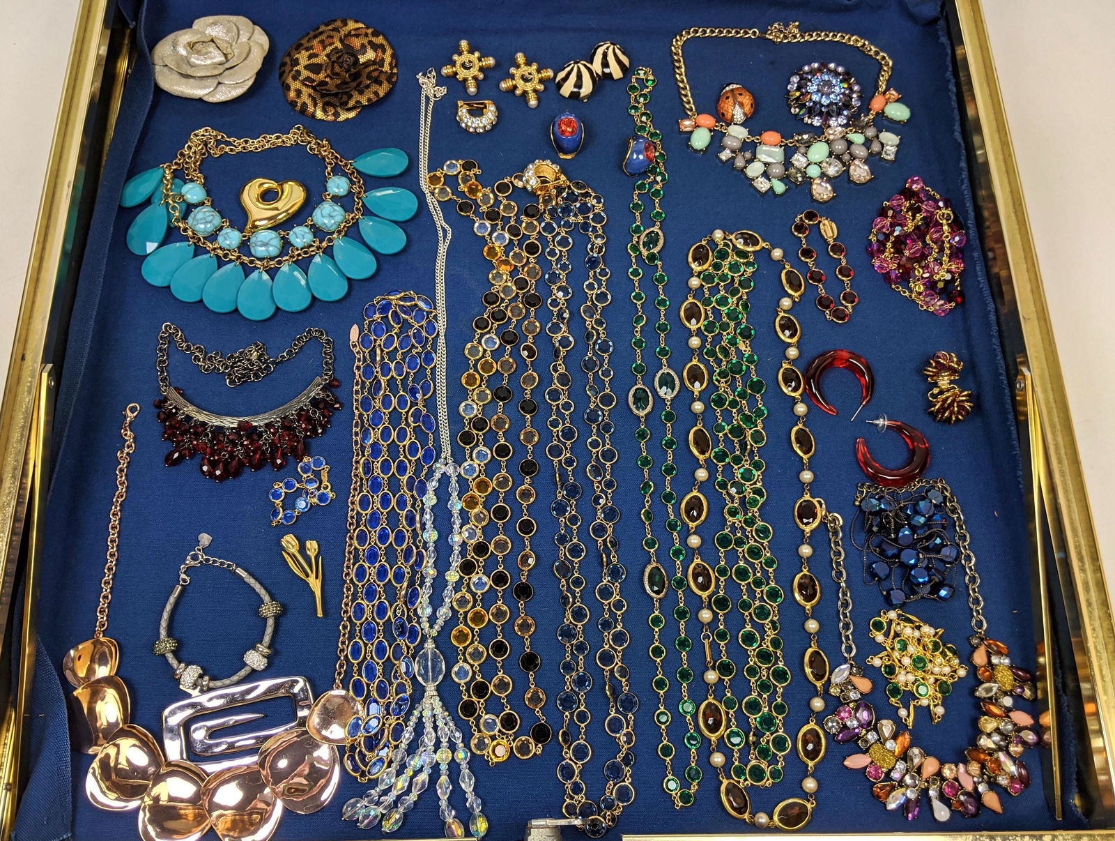 Large Case Lot of Costume Jewelry. Colored crystal neck (1 of 7)