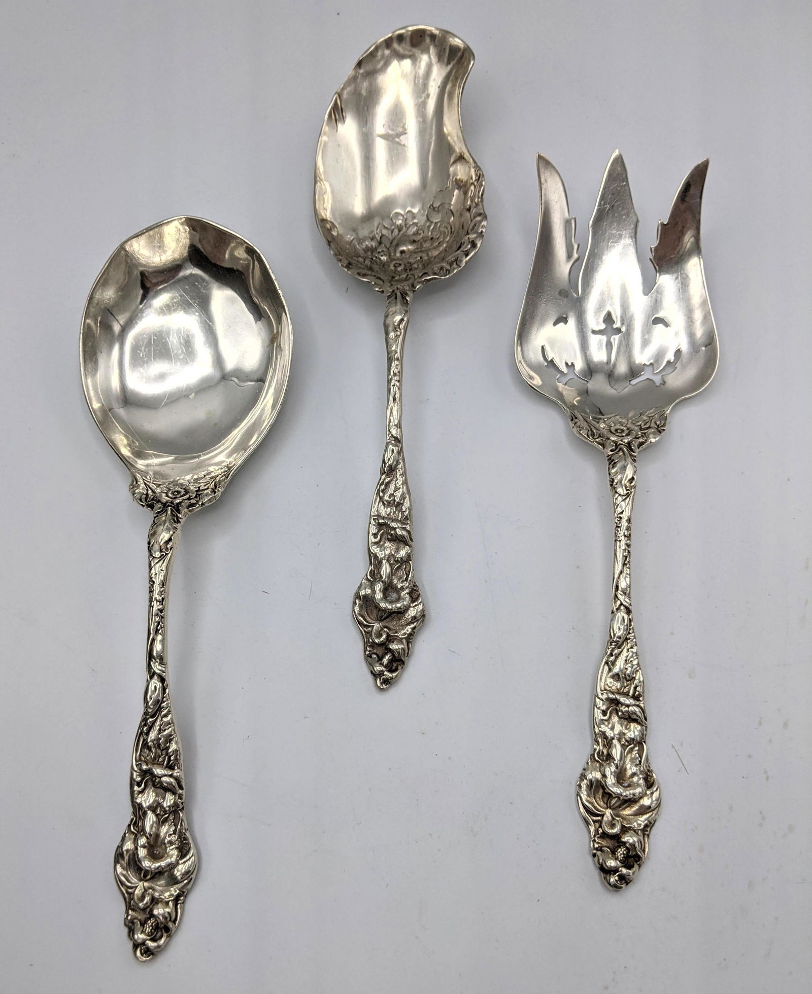 3pc Sterling Silver Serving Pieces. Two spoon servers a (1 of 6)