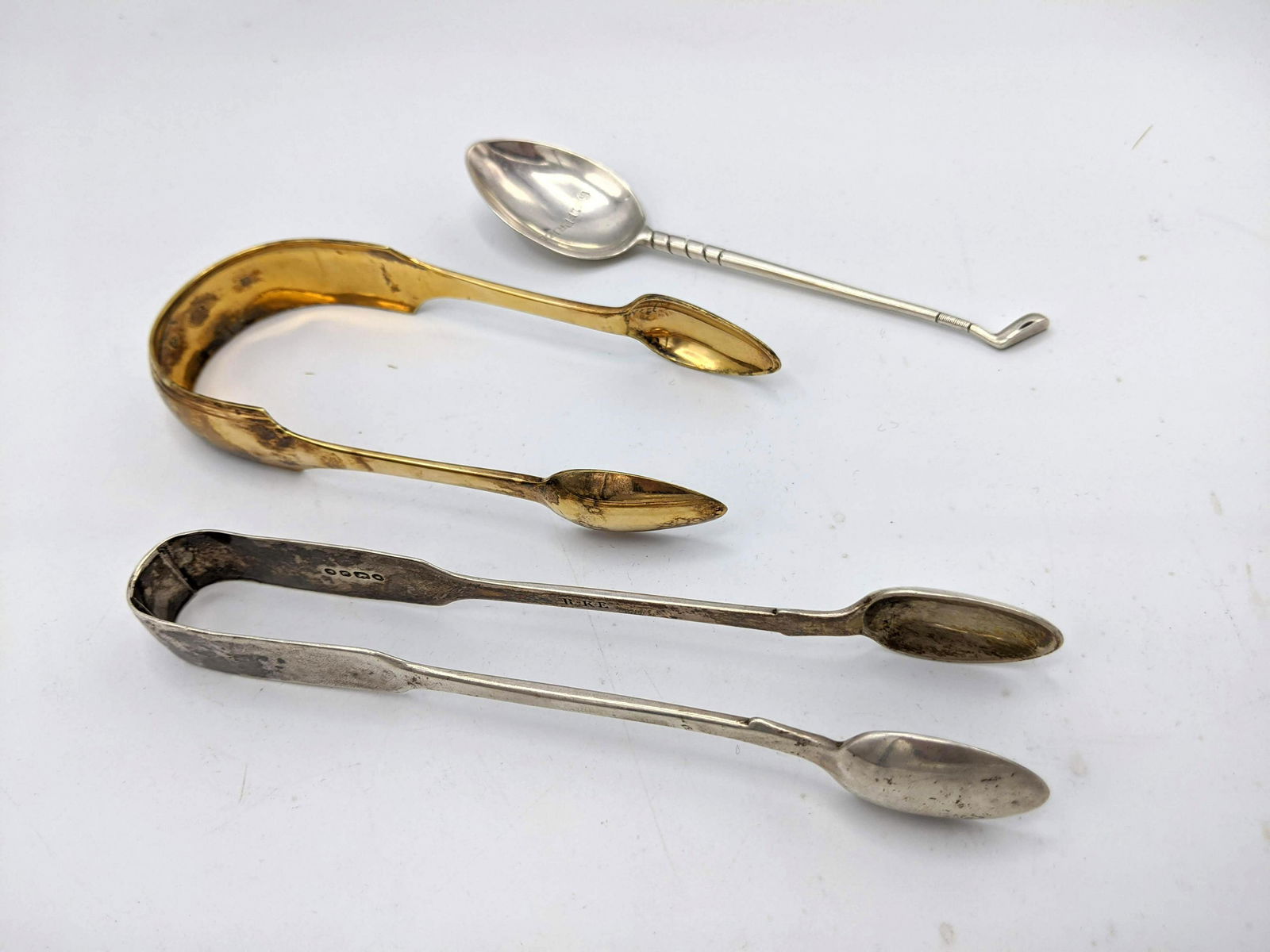 3pc  sterling silver Tongs, spoon. Golf Putter Vintage (1 of 14)