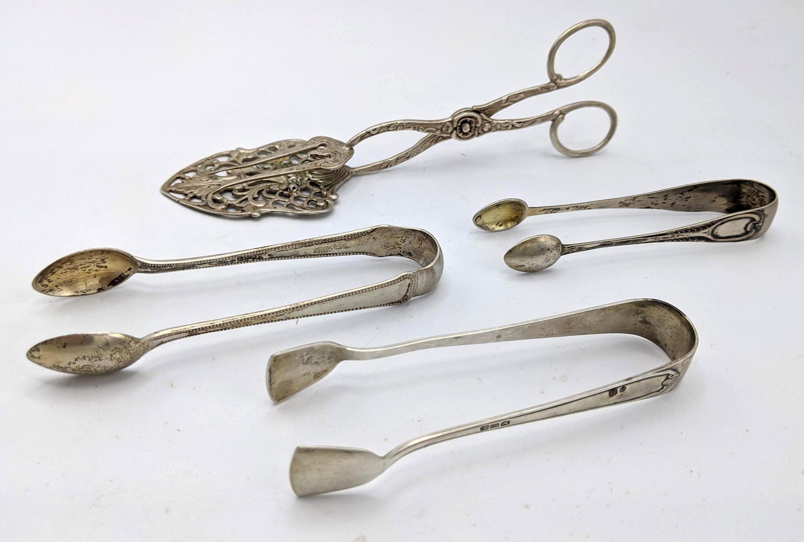 4pc 800 Silver Tongs Serving pieces. 1). SWEASHAUFF sma (1 of 15)