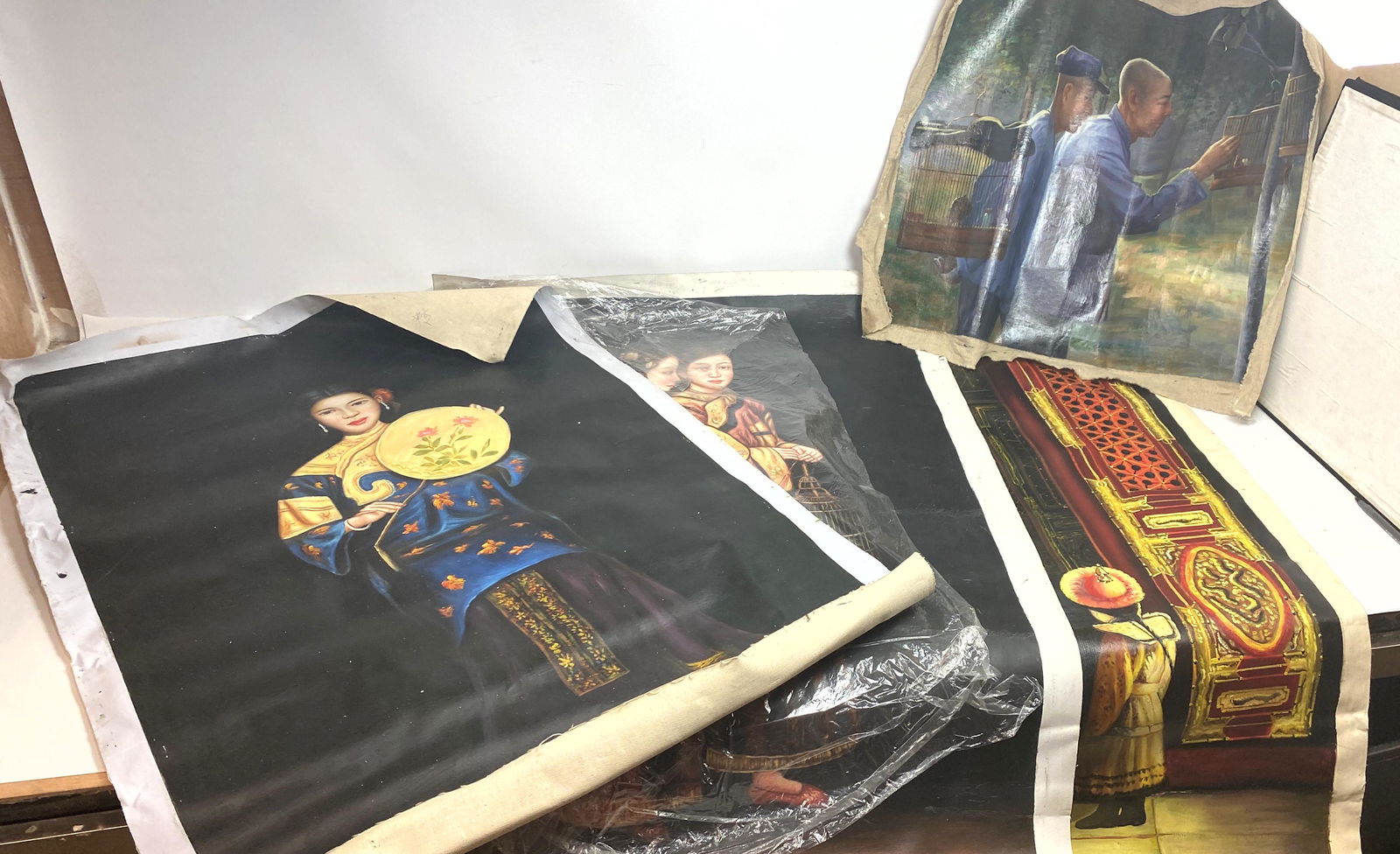 4pc Lot of Chinese Unframed Paintings. (1 of 5)