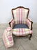 Country French Arm Lounge Chair. Carved frame. - 12