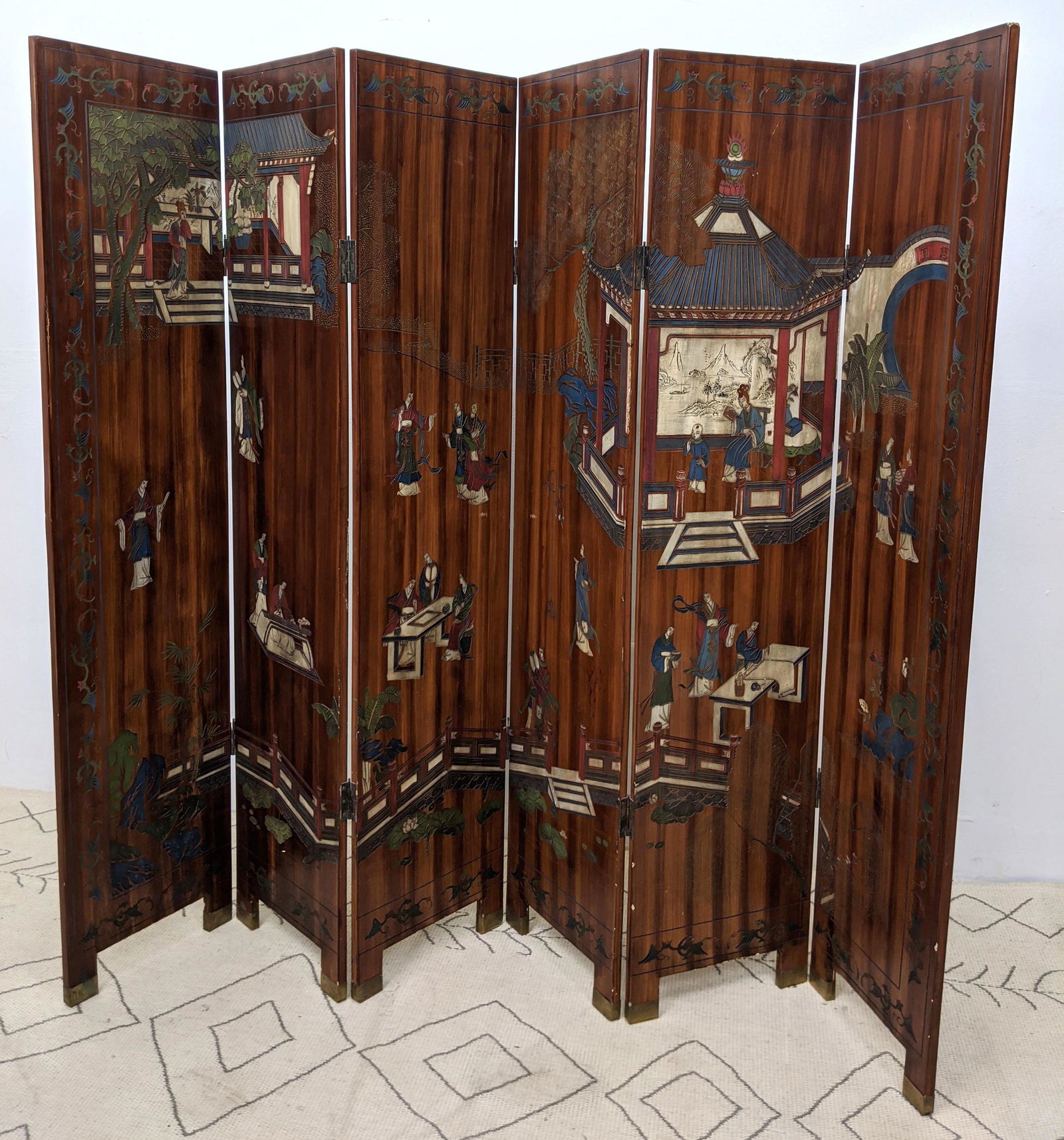 Chinese Style 6 Panel Folding Dressing Screen Room Divi (1 of 12)