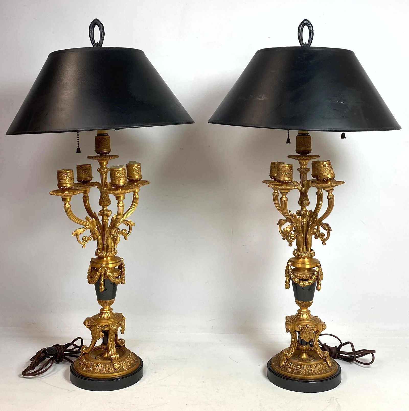 Pair Gilt Bronze and Marble Table Lamps.  Candelabra st (1 of 15)