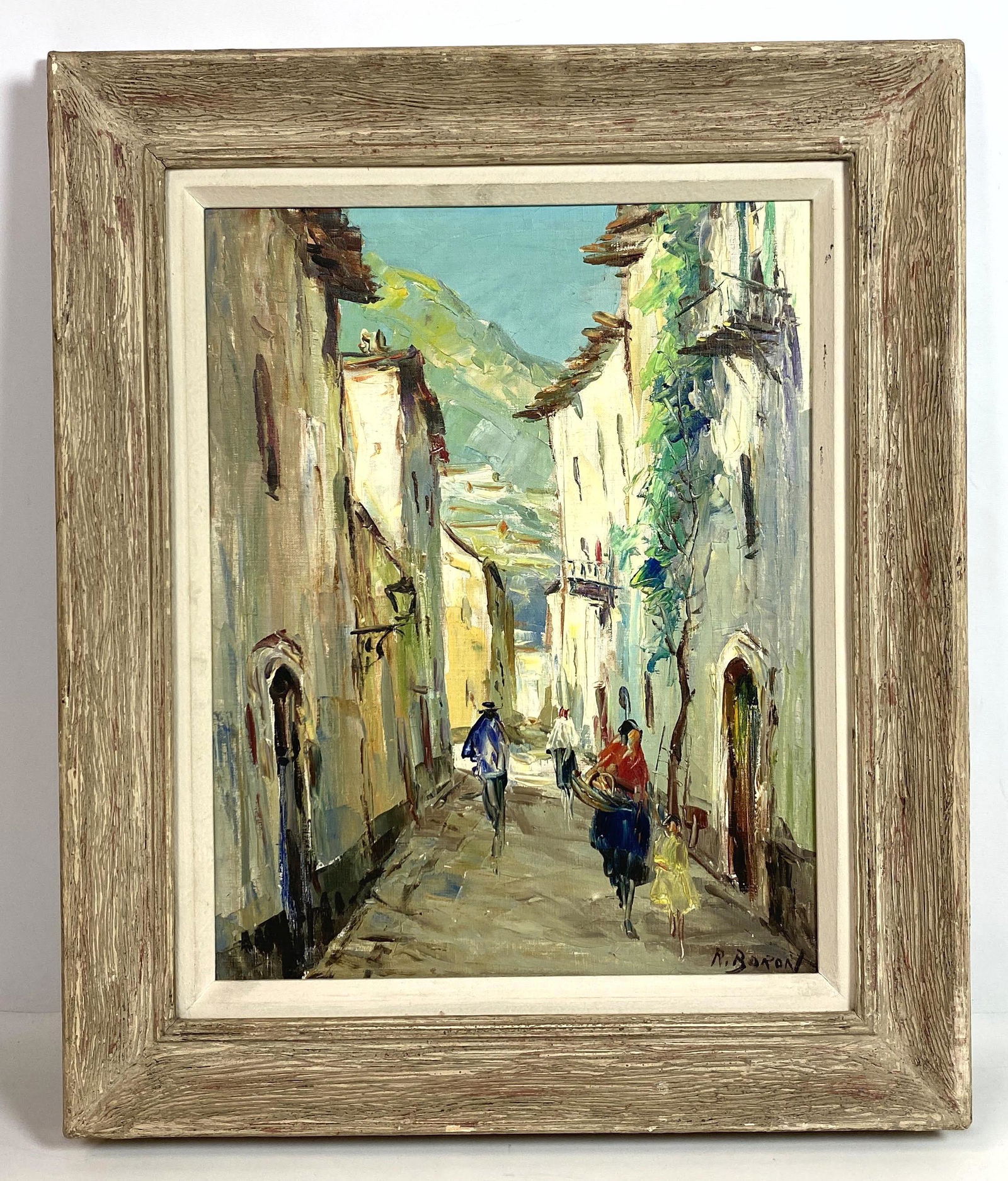 R BARON  Oil Painting on Canvas. Street scene. Frame: 2 (1 of 14)