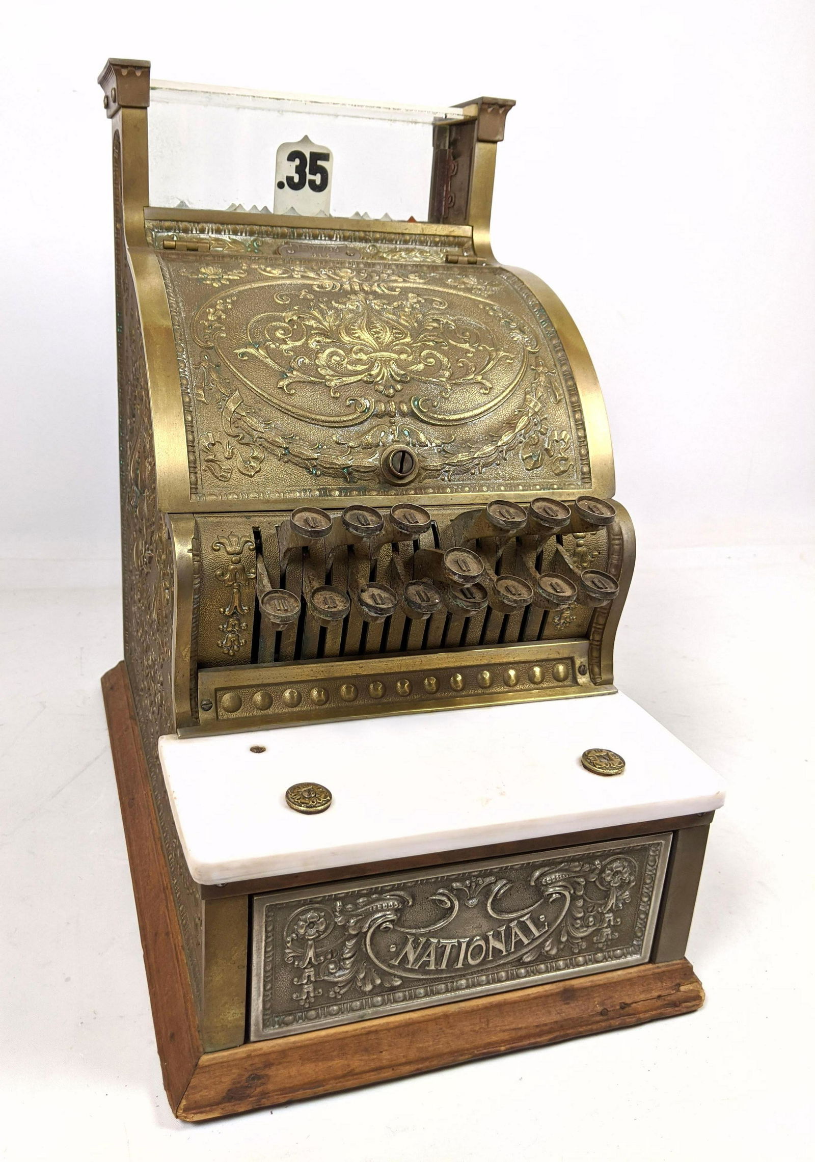 Antique NATIONAL Brass Cash Register.   Decorative case (1 of 18)