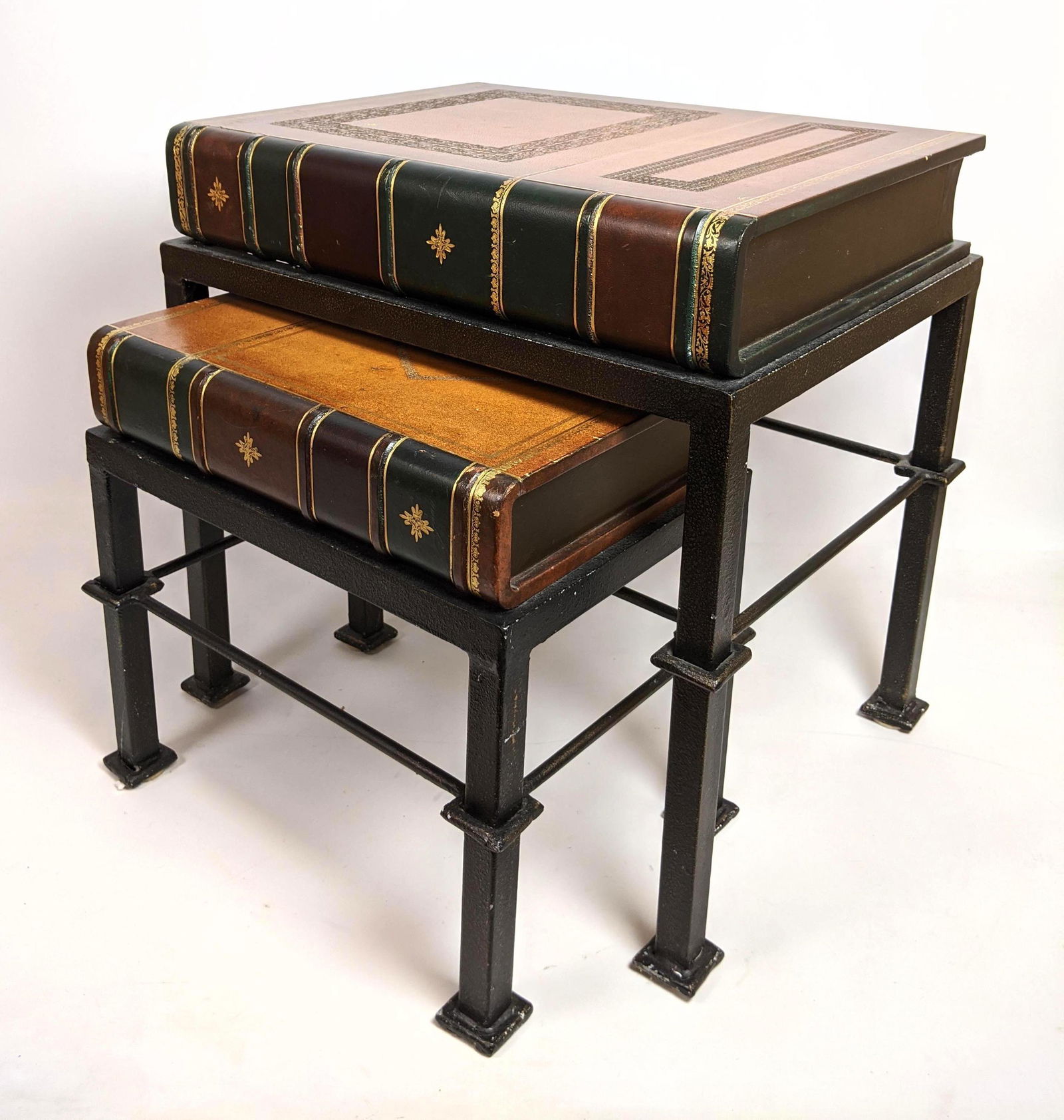 Contemporary Book Form Nesting Tables.  Metal Bases. (1 of 9)