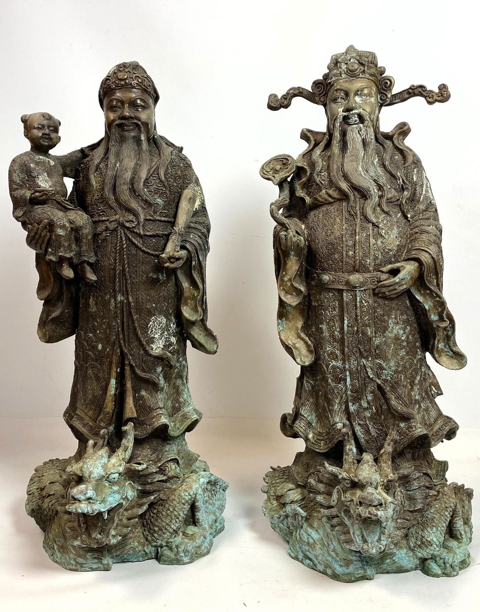 Pair Bronze Figural Sculptures. Classical Asian Figures (1 of 11)