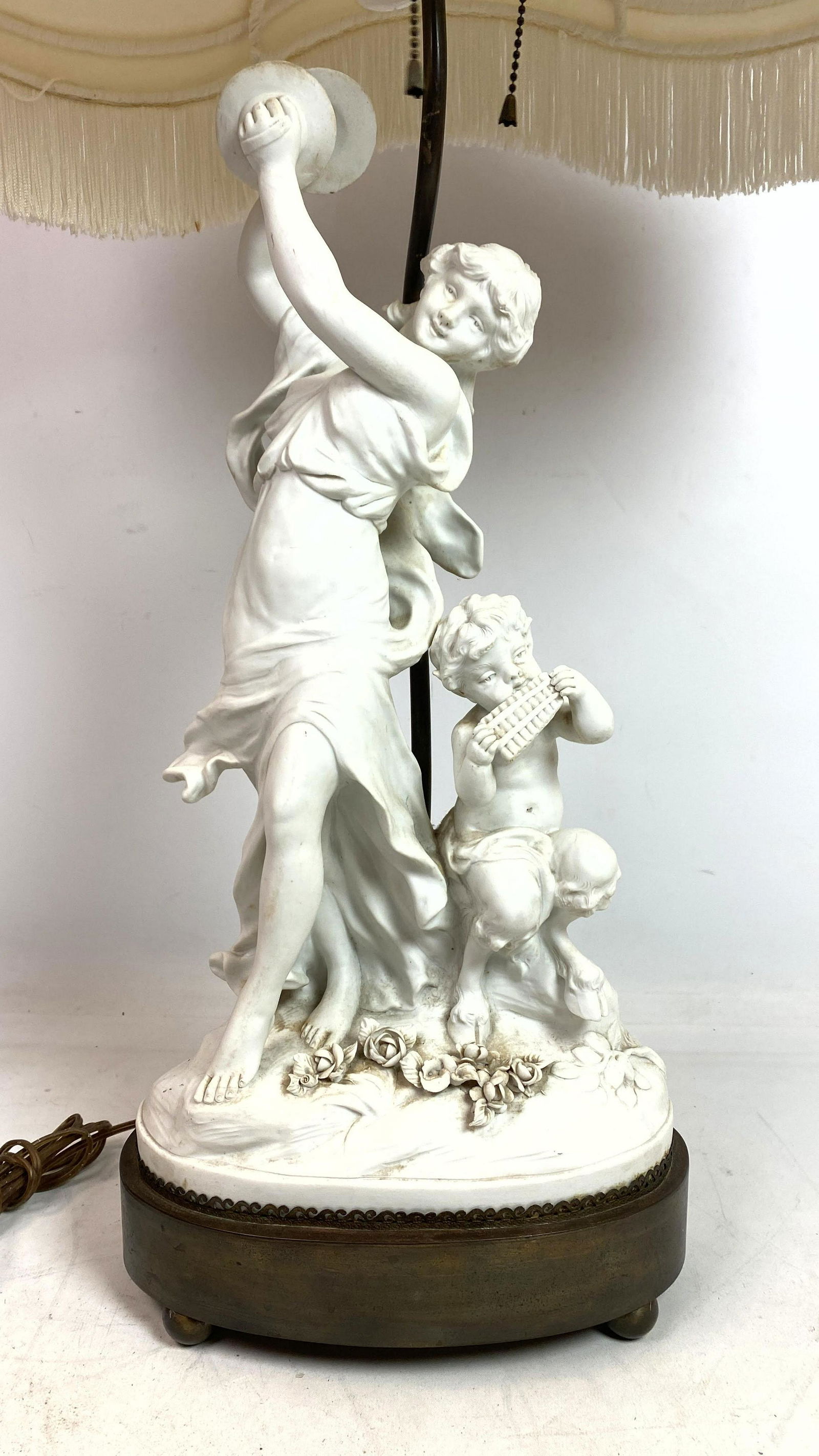 KINSBURGER Parian porcelain figure mounted as lamp, lad (1 of 9)
