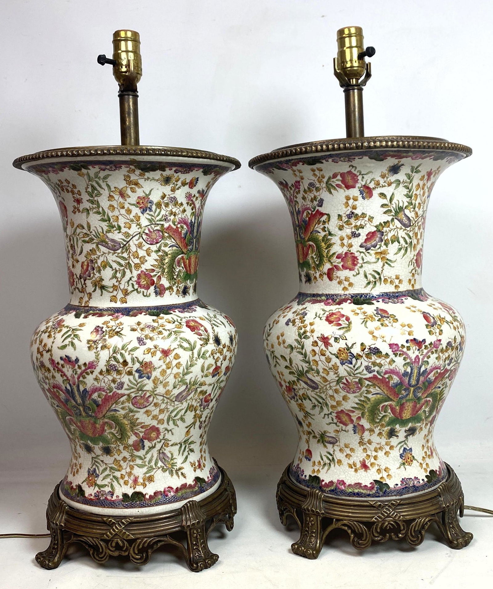 Pair Brass Mounted Chinese Style Table Lamps. (1 of 7)
