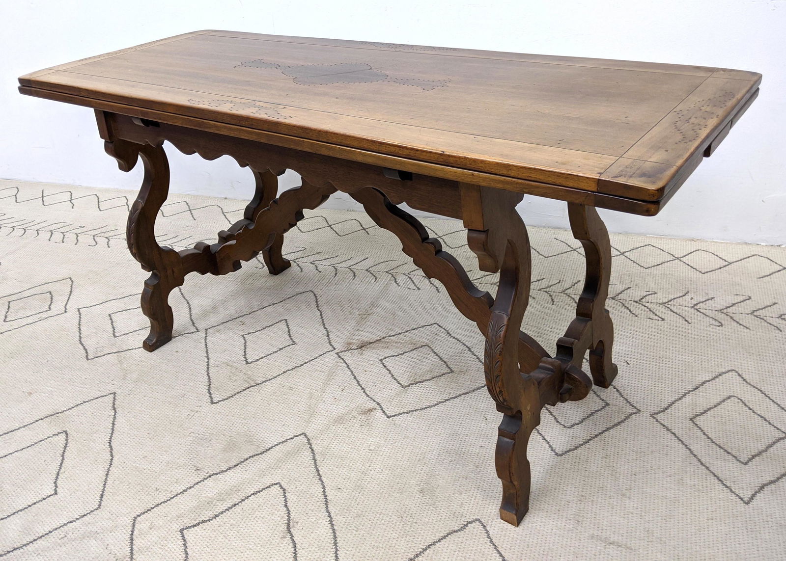 American Walnut Library Table with refractory Style Lea (1 of 8)