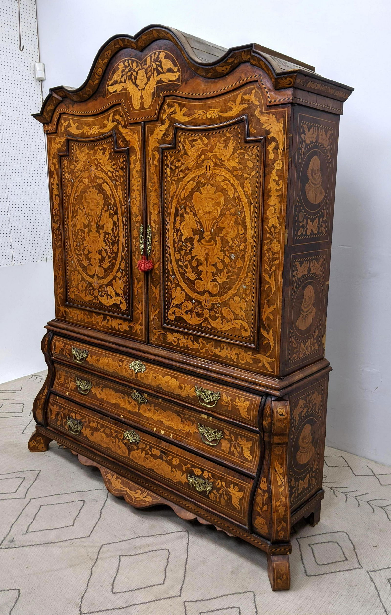 Large Dutch Inlaid Blind Door Cabinet with Lined Interi (1 of 20)