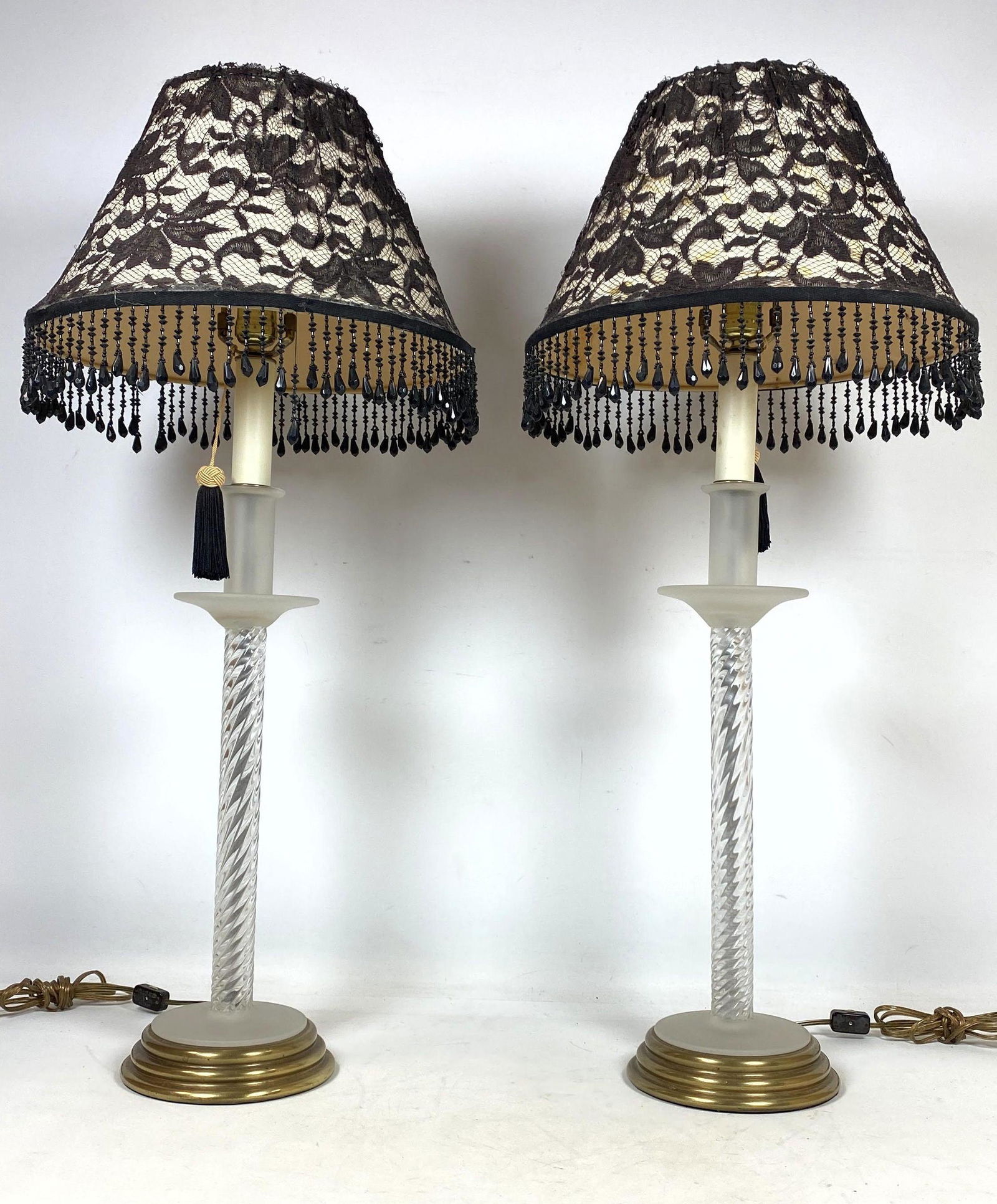 Pair Decorative Twisted Glass Table Lamps. (1 of 8)