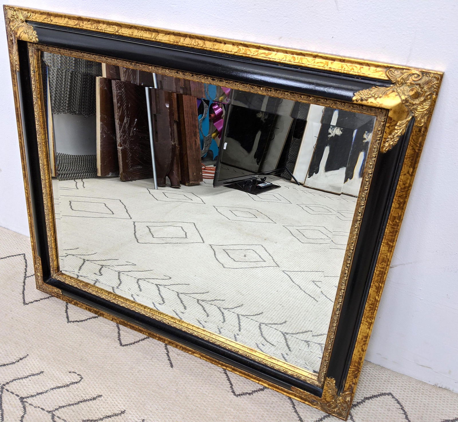 Decorative Black and Gold Wall Mirror. (1 of 10)