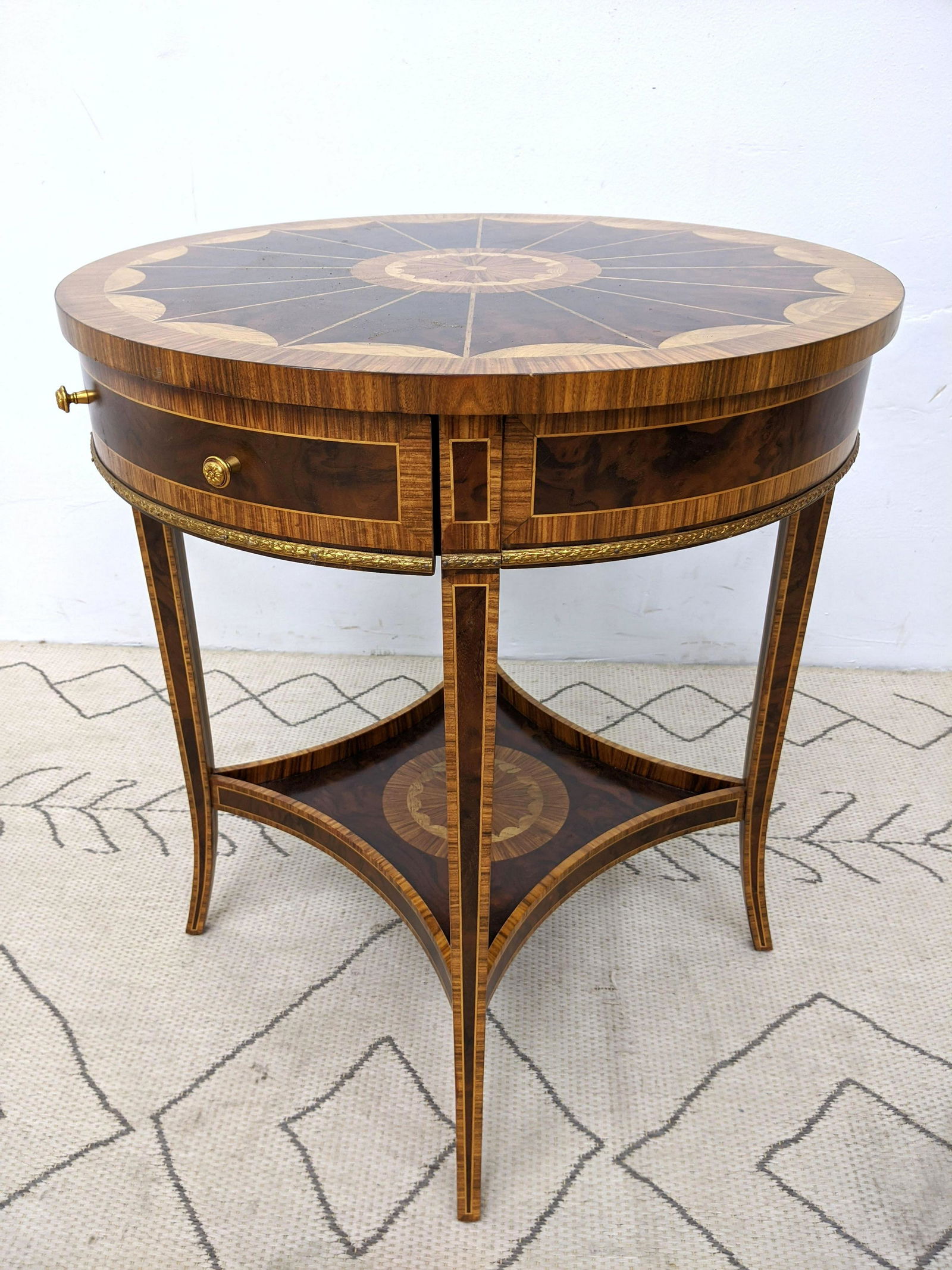 MAITLAND SMITH Fancy Inlaid Side Table.  Round top with (1 of 10)