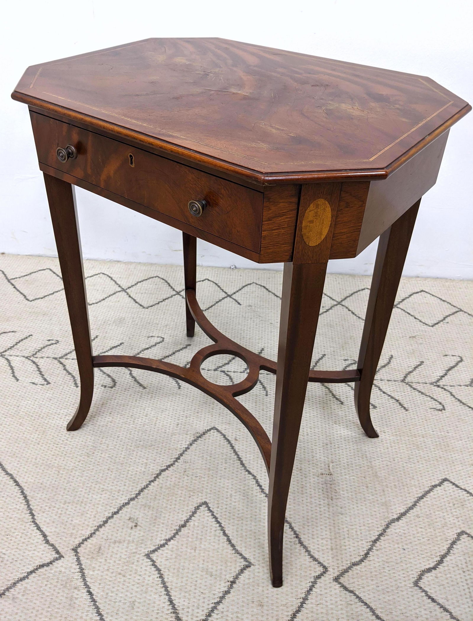 CAROLE SMITH DESIGN Crotch Mahogany Side Table.  Inlaid (1 of 12)