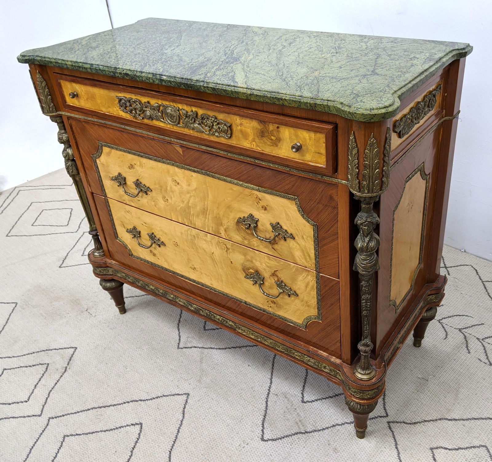 French Empire Style Marble Top Dresser with Column Fron (1 of 19)