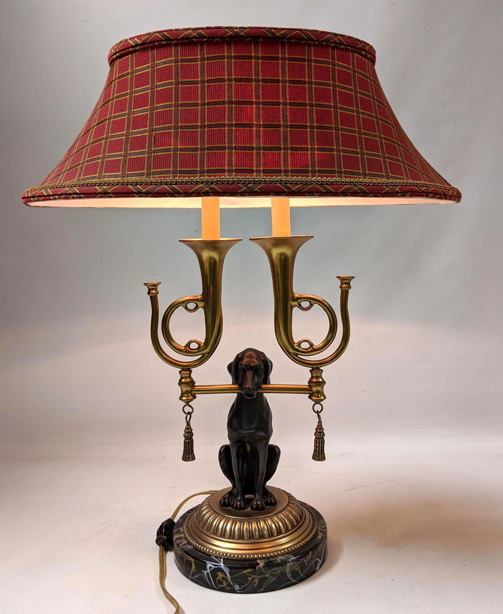 FREDERICK COOPER Brass and Marble Hunt Lamp.  Hunting d (1 of 12)