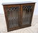 Tiger Oak Bookcase with Leaded Glass Doors.