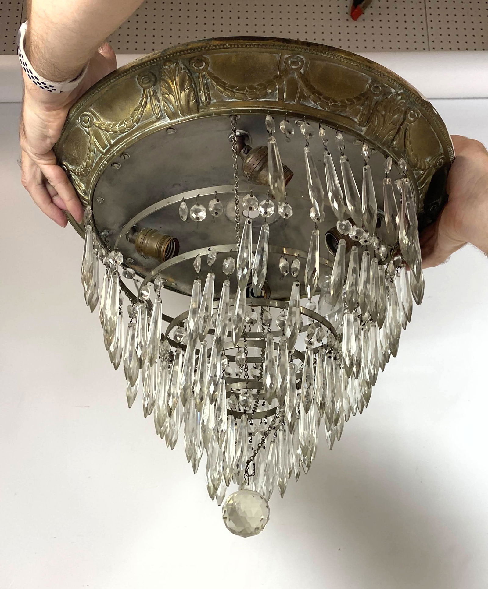 Crystal Prism Ceiling Mount Chandelier Lamp. (1 of 5)