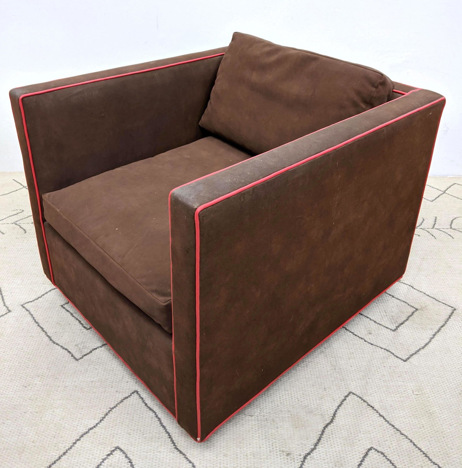 Mid Century Modern Cube Lounge Chair.  On Casters. (1 of 10)