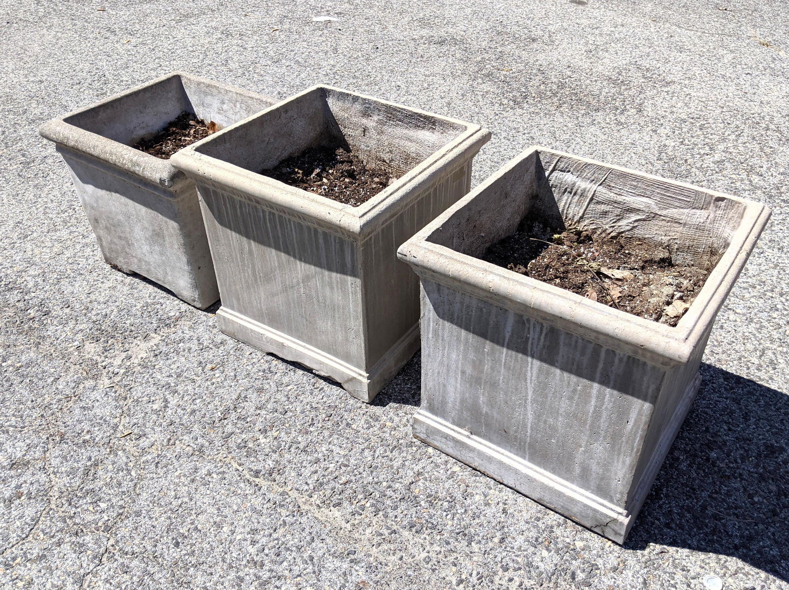3 Concrete Garden Planters.  Square. (1 of 7)