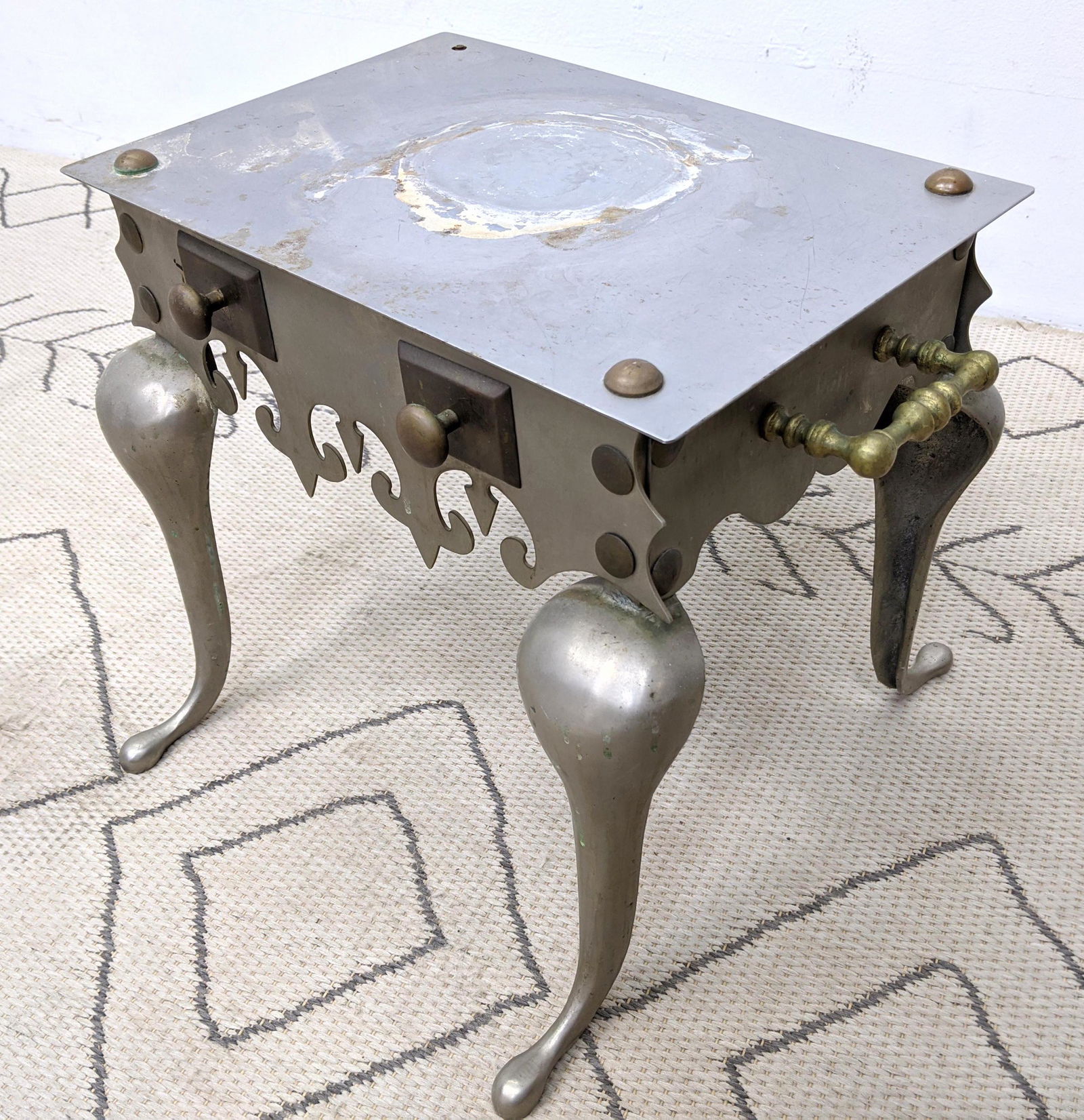 Victorian Style Cast Metal Footman Trivet with Brass Ac (1 of 9)