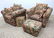 Pair Oversized Floral Upholstered Lounge Chairs and Ott