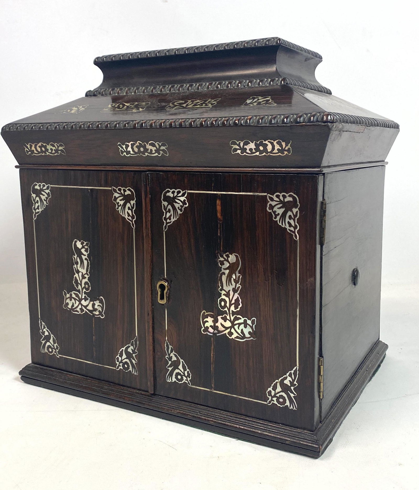 Inlaid Rosewood Dresser Cabinet Jewelry Sewing Box. Fit (1 of 13)