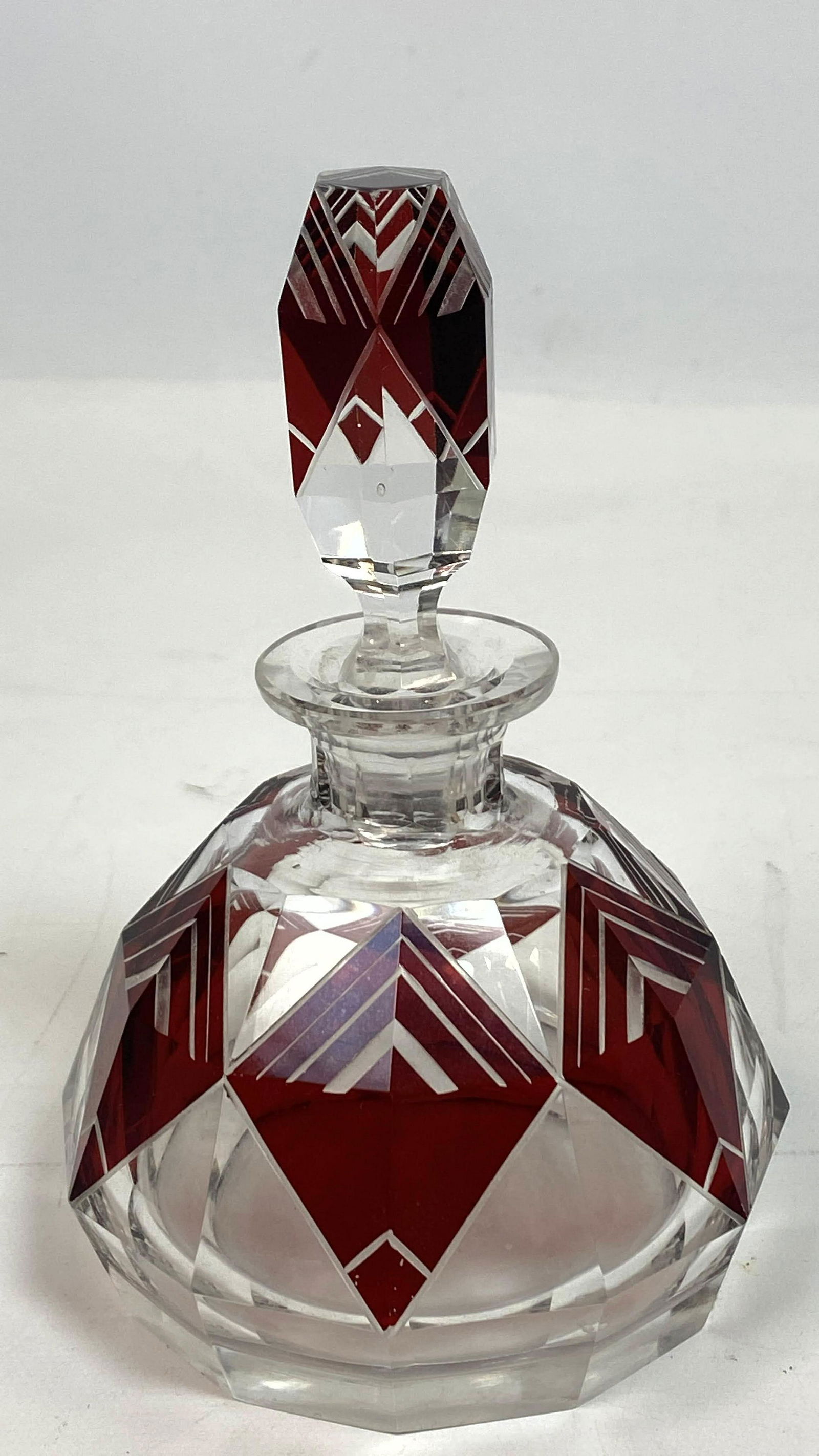 Art Deco Cut Enameled Glass Perfume Bottle. (1 of 7)