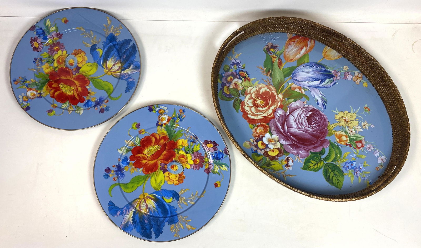 3pc MACKENZIE CHILDS enamel plates and serving tray (1 of 11)