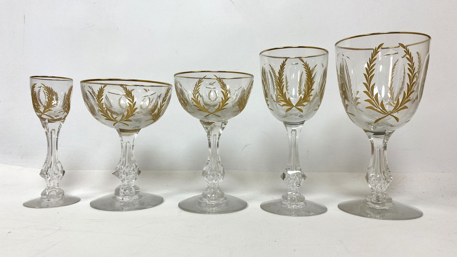 30pcs Fancy Cut and Gilt Crystal Stemware. (1 of 9)