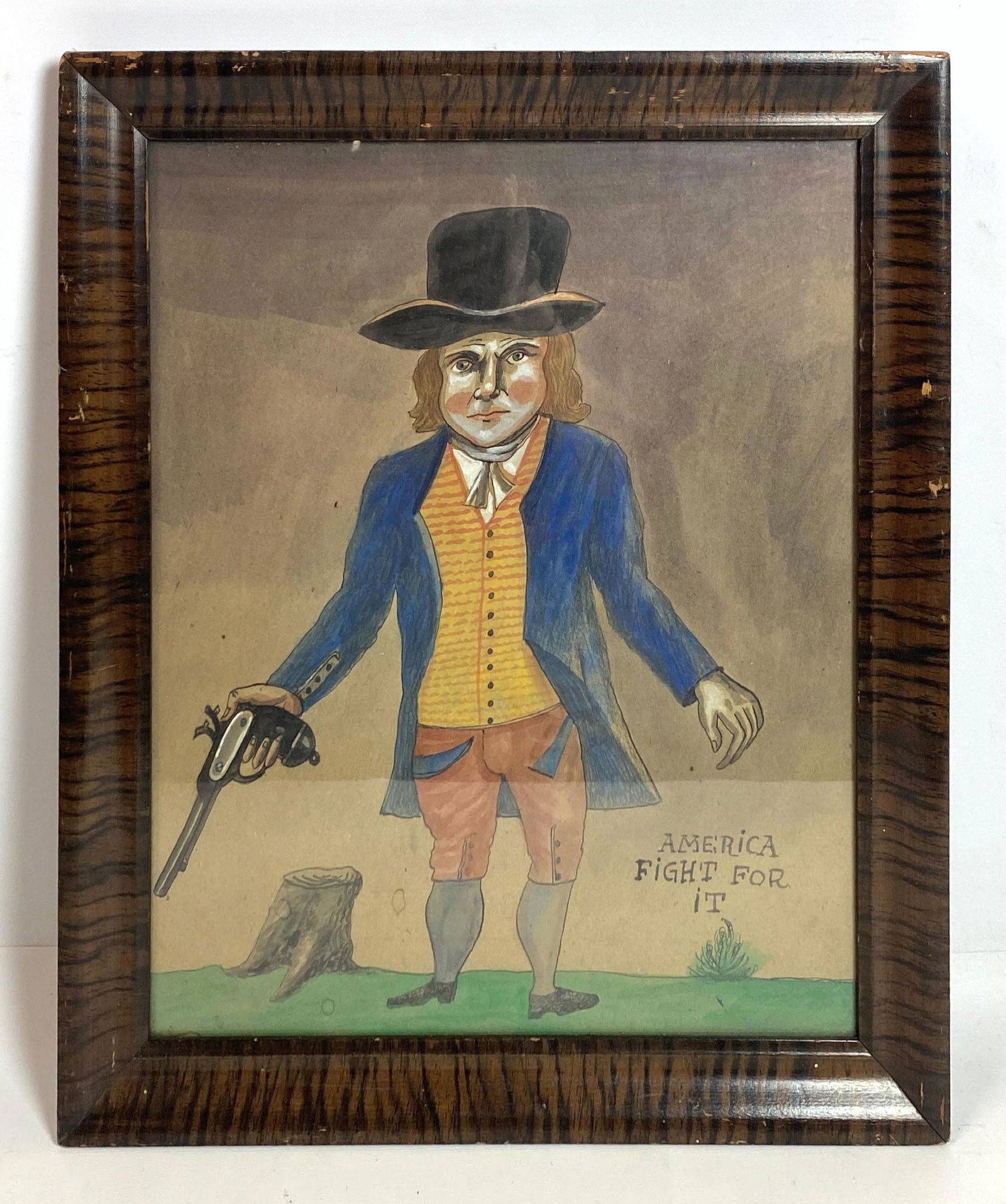 ANTONIO ROMANO Mixed Media Painting.  Folk Art Style. f (1 of 8)