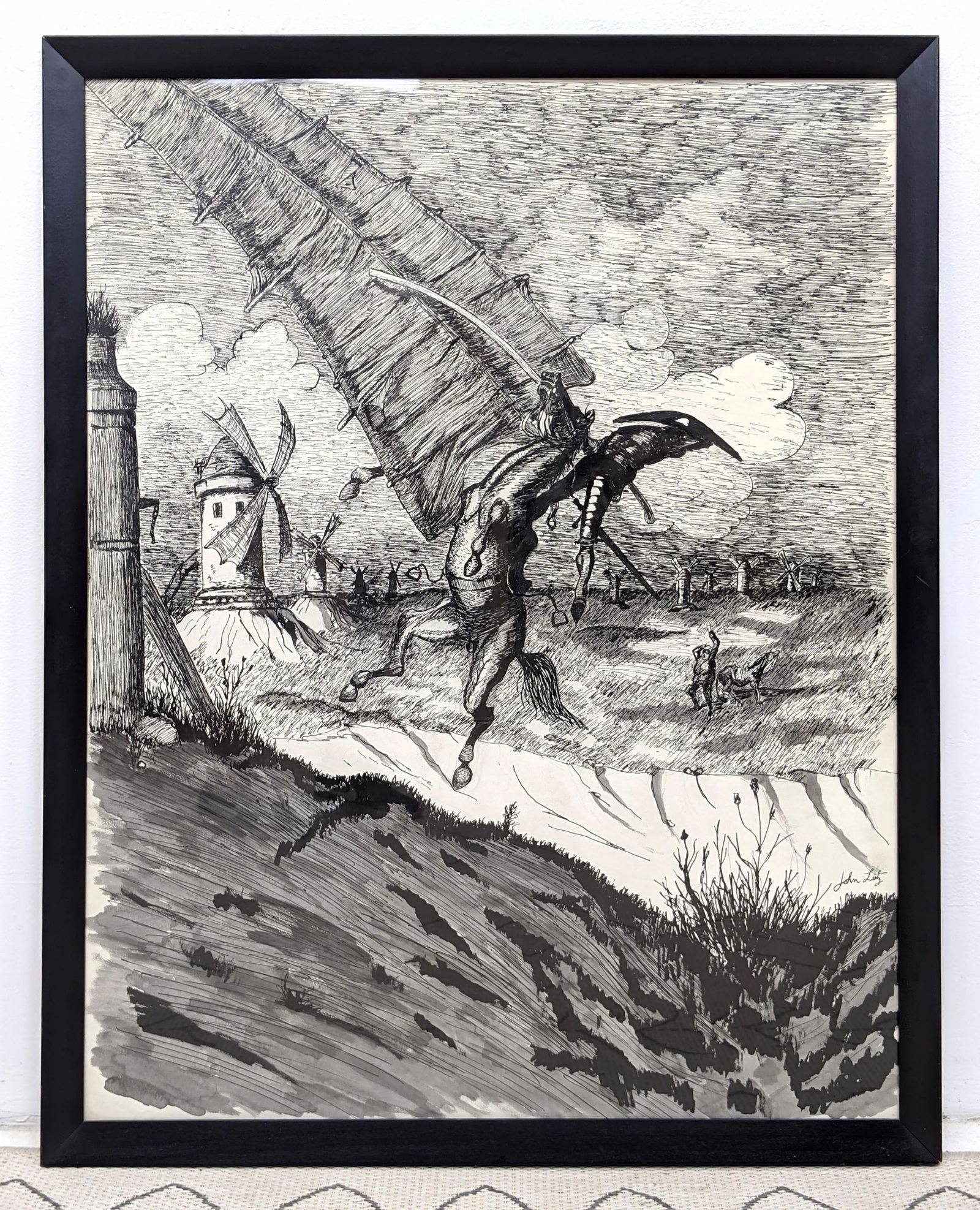 JOHN LUTZ ÒDon QuixoteÓ Ink Drawing Work. Dynamic compo (1 of 6)