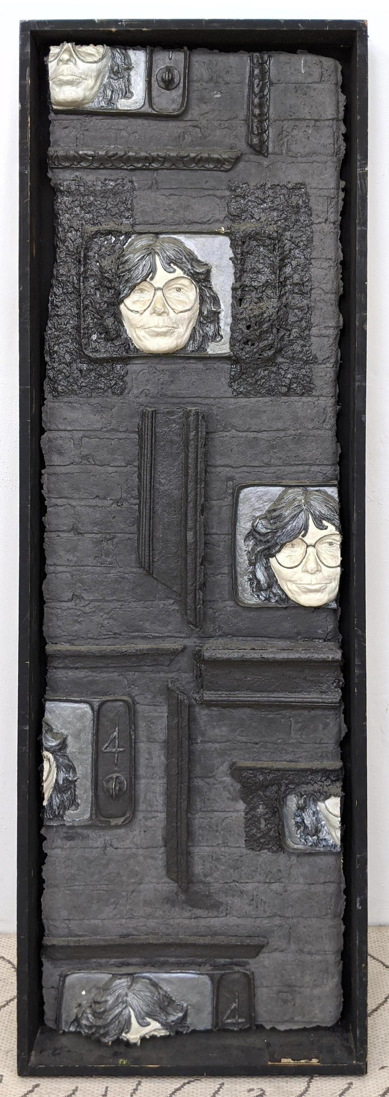 Large Molded Paper Framed Wall Sculpture.: Large Molded Paper Framed Wall Sculpture. -- Dimensions: H: 74.5 inches: W: 24 inches: D: 4 inches ---