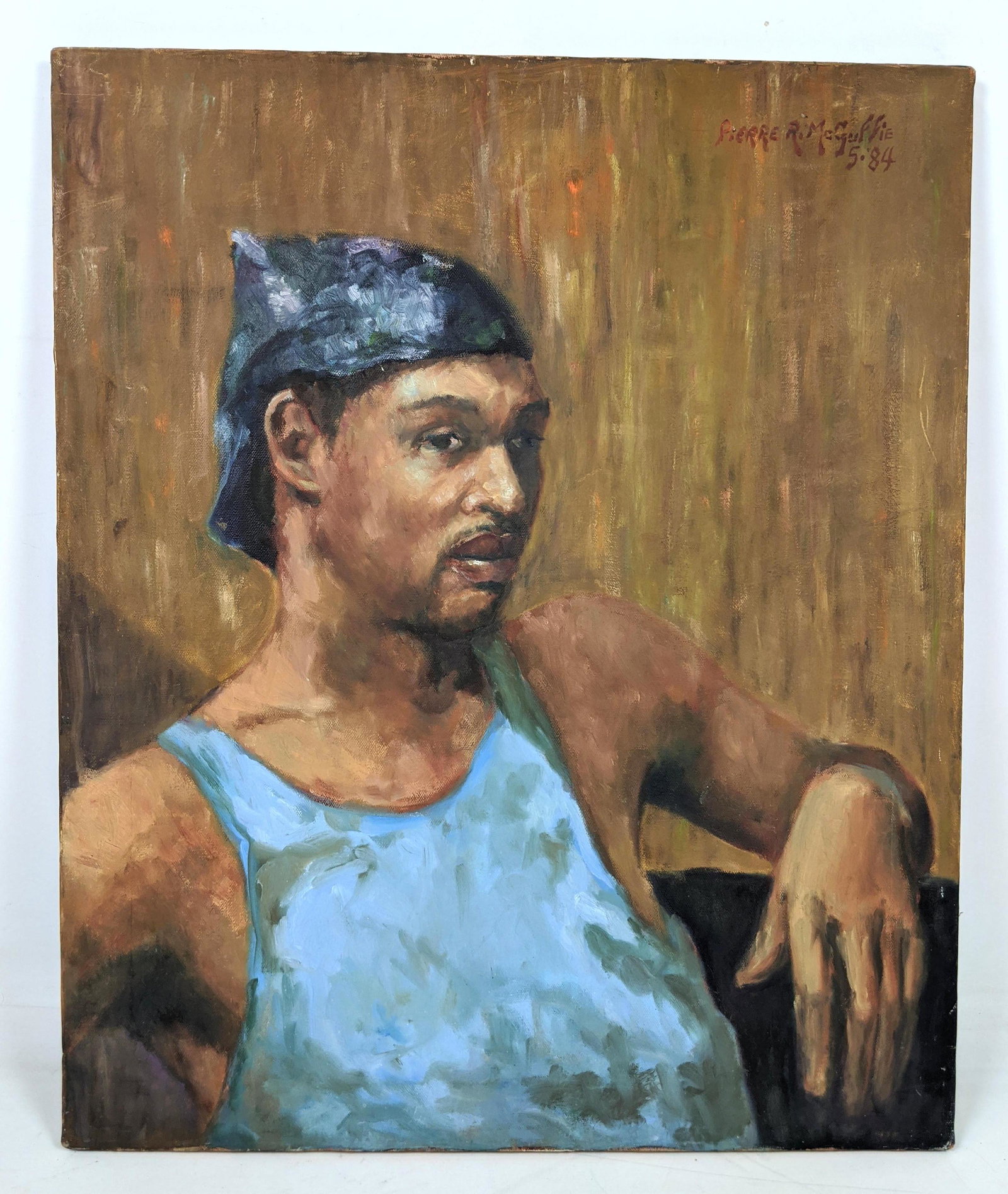 PIERRE R. McGUFFIE 5.84 Oil Painting on Canvas.: PIERRE R. McGUFFIE 5.84 Oil Painting on Canvas.-- Dimensions: H: 24 inches: W: 20 inches ---