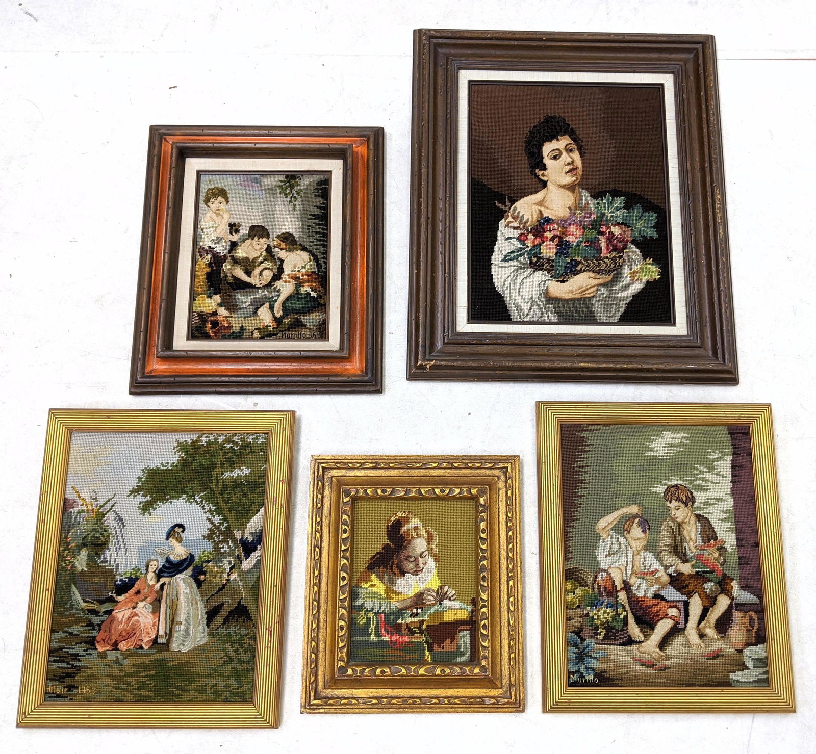 5pcs Needlepoint Wall Art.  Framed. After famous art. (1 of 15)