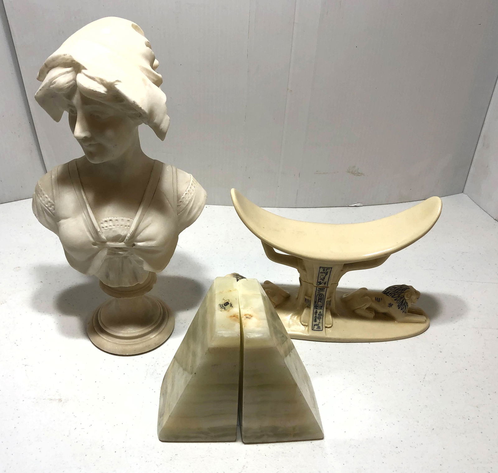 Stone Lot.  Alabaster sculpture, Bookends, Composite Eg (1 of 6)